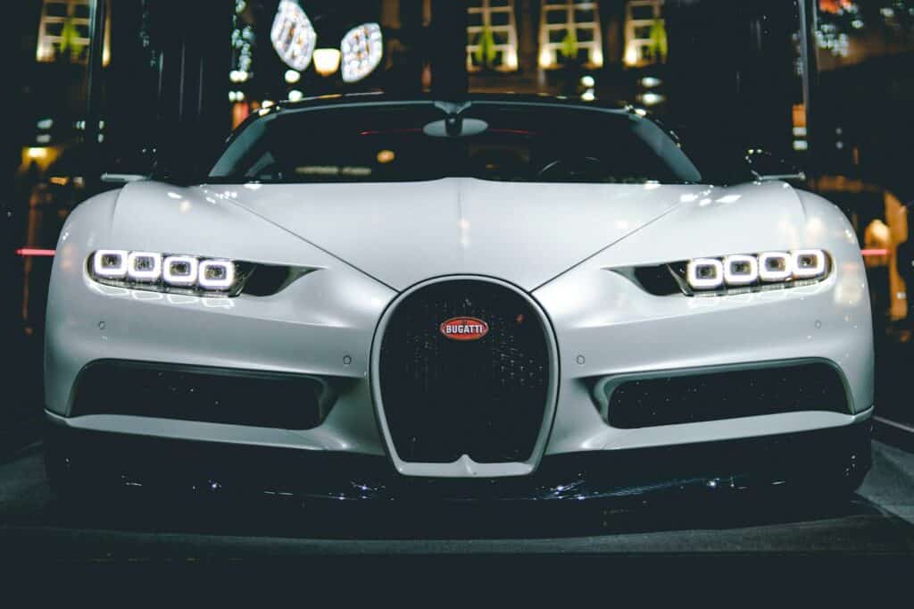 White supercar front view at night — premium vehicle wrap photo